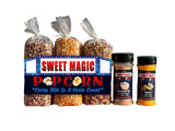 Sweet Magic Popcorn "The Celebration Package" - Kernels and Seasonings Variety Pack (set of 5) - 3 Non-GMO 16oz Popcorn Kernel Bags (Purple