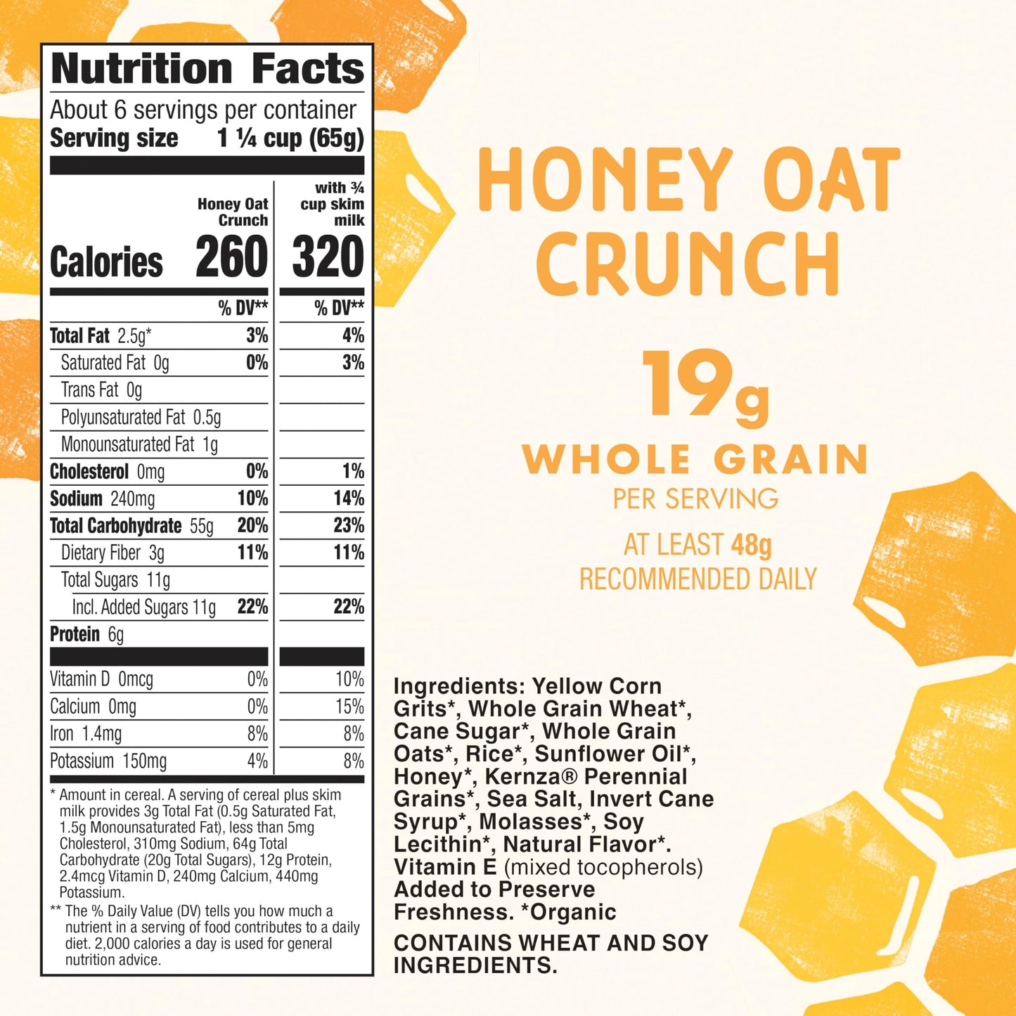 Cascadian Farm Honey Oat Crunch Organic Cereal, Made with Whole Grain, 13.5 oz