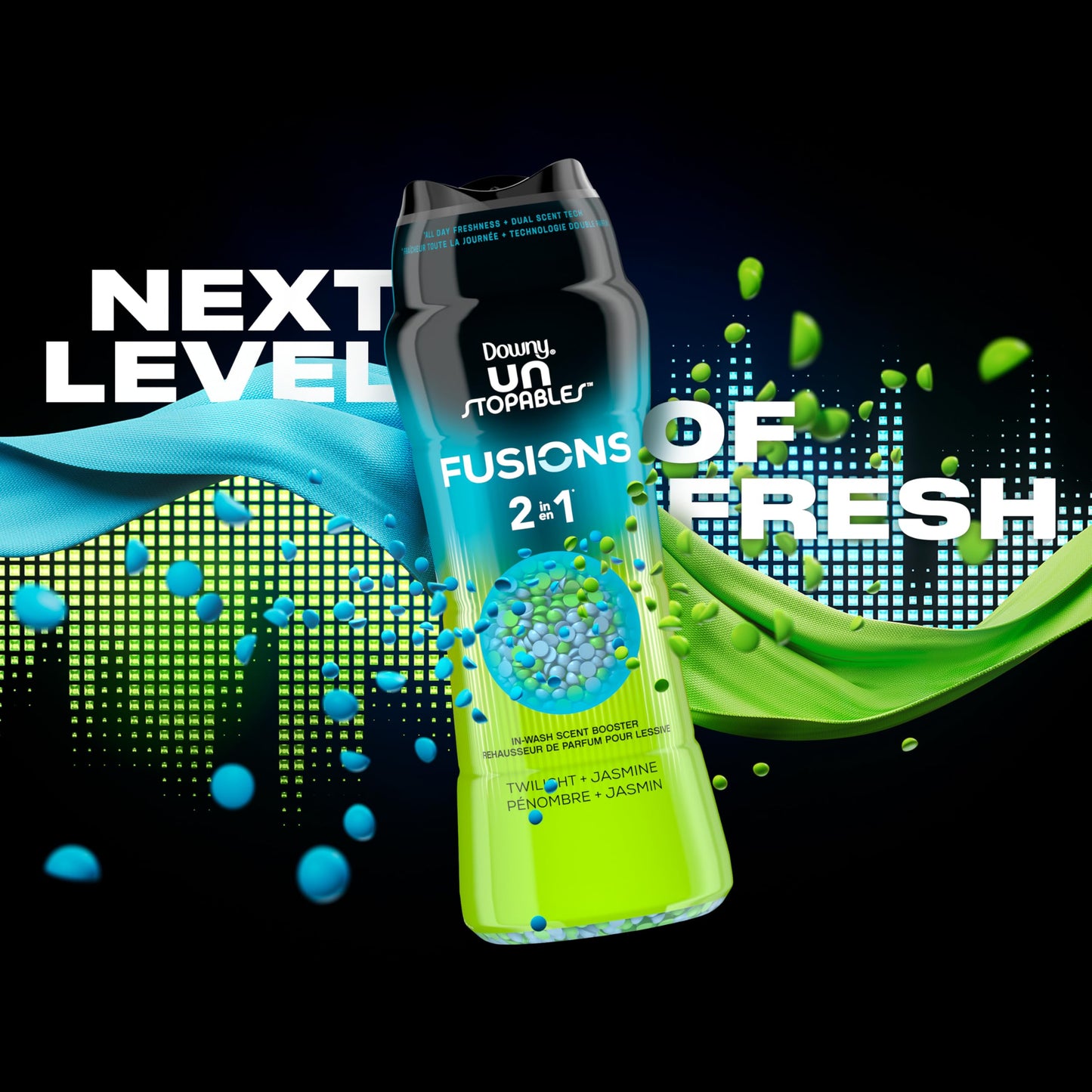 Downy Unstopables Fusions Scent Duos Laundry Scent Booster Beads, Twilight and Jasmine Scent, 10.7 OZ, 24hr non-stop freshness with 2 in 1 dual scent
