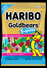 HARIBO Goldbears, Gummi Candy, 4oz Tropicals Assorted Flavors