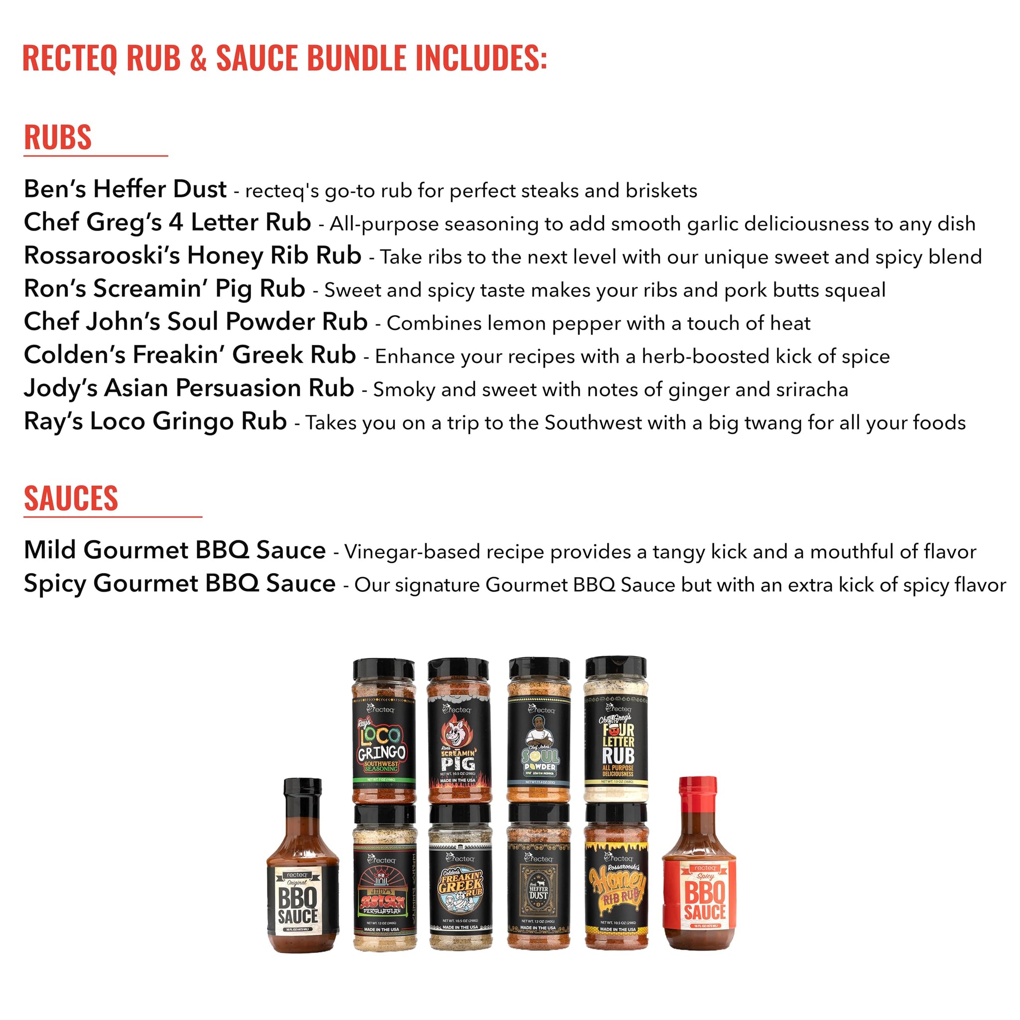 recteq Rub & Sauce Bundle (Boxed) | BBQ Rubs & Spices for Smoking and Grilling | Get All of Our BBQ Rubs & Sauces in a Box