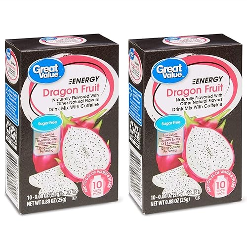 Great Value Energy Drink Mix, Dragon Fruit, Sugar-Free, 0.88 oz (Pack of 2)