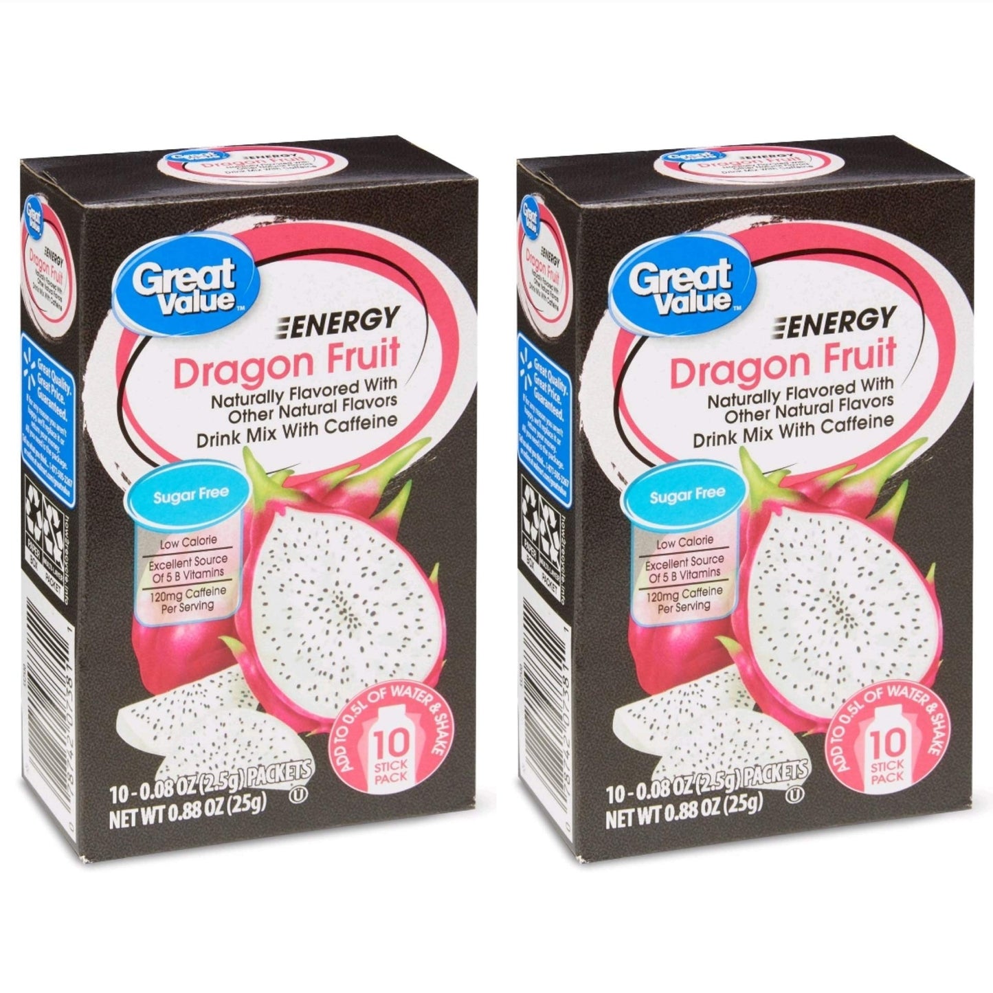 Great Value Energy Drink Mix, Dragon Fruit, Sugar-Free, 0.88 oz (Pack of 2)