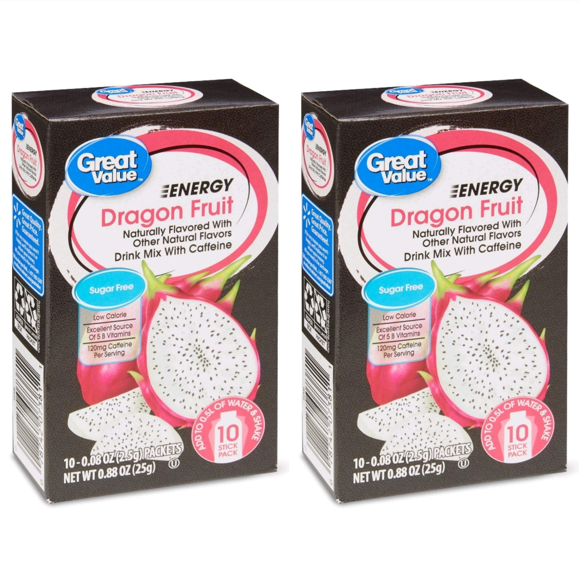 Great Value Energy Drink Mix, Dragon Fruit, Sugar-Free, 0.88 oz (Pack of 2)