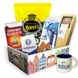 deReuze Netherlands Snack Box Including European Ground Coffee Candy and Wafer Cookies Breath Mints Snack Pack with Gezellig Mug Imported Dutch Gift