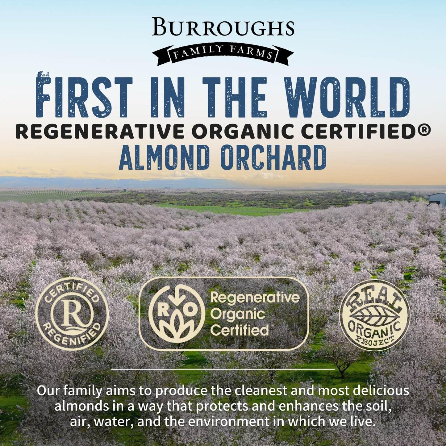 Burroughs Family Farms Roasted Salted Almonds 3 lb, Regenerative Organic and USDA Organic Certified, No Added Oils, Lightly Salted & Perfectly Dry