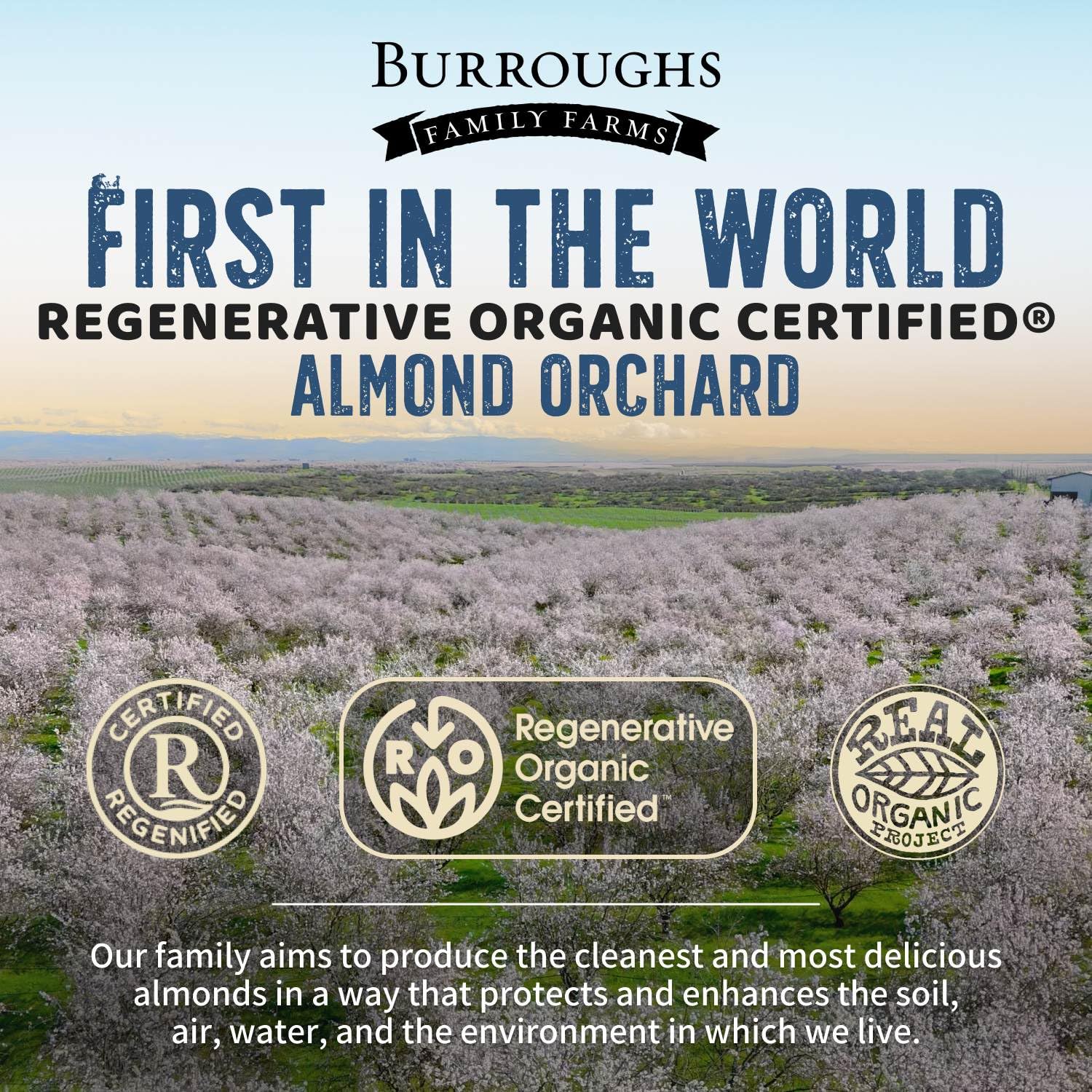 Burroughs Family Farms Roasted Salted Almonds 3 lb, Regenerative Organic and USDA Organic Certified, No Added Oils, Lightly Salted & Perfectly Dry