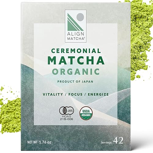ALIGN MATCHA Ceremonial Organic Matcha - Ichibancha (First Tea) calm ritual; sourced from Japan, 50 g (?42 servings)