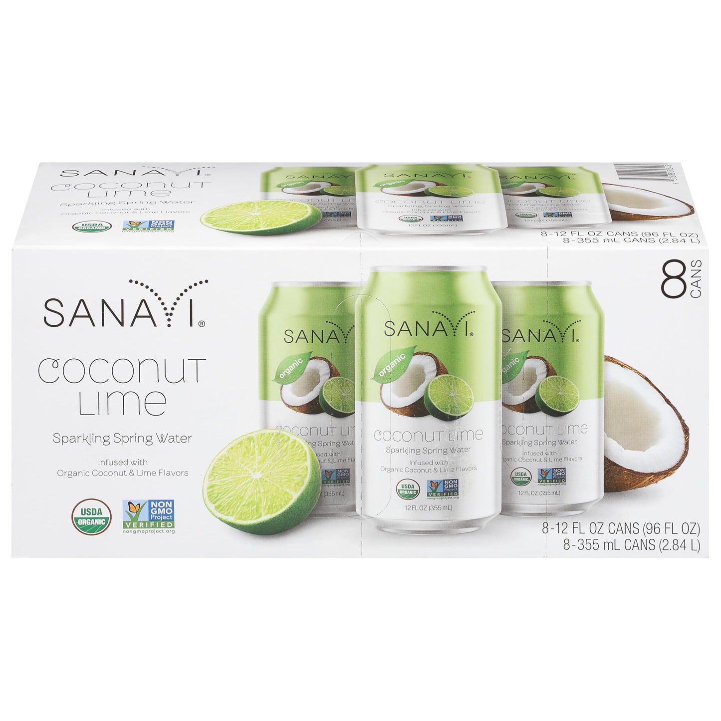 Sanavi, Sparkling Water Original Coconut Lime 8 Pack, 96 Fl Oz