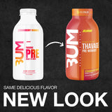 RAW Ready to Drink Pre-Workout Drink - BUM Thavage RTD Preworkout Shakes - Energy Supplement Drinks with Beta Alanine, L-Citrulline & Caffeine - Zero