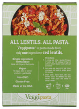 Veggipasta, Organic Pasta Rotini Lentil Red Gluten Free, 8 Ounce