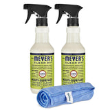 Sparkleen Mrs. Meyers Multi-Surface All Purpose Cleaner Set, Multi-Purpose Cleaner 2 Pack Spray and Cloth Set Bundle for Bathroom, Living Room or