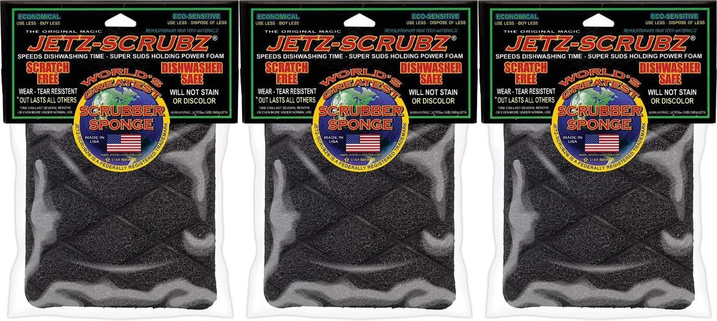 The Original Magic Jetz Scrubz J27 Scrubber Sponge Rectangle, Pack of 3