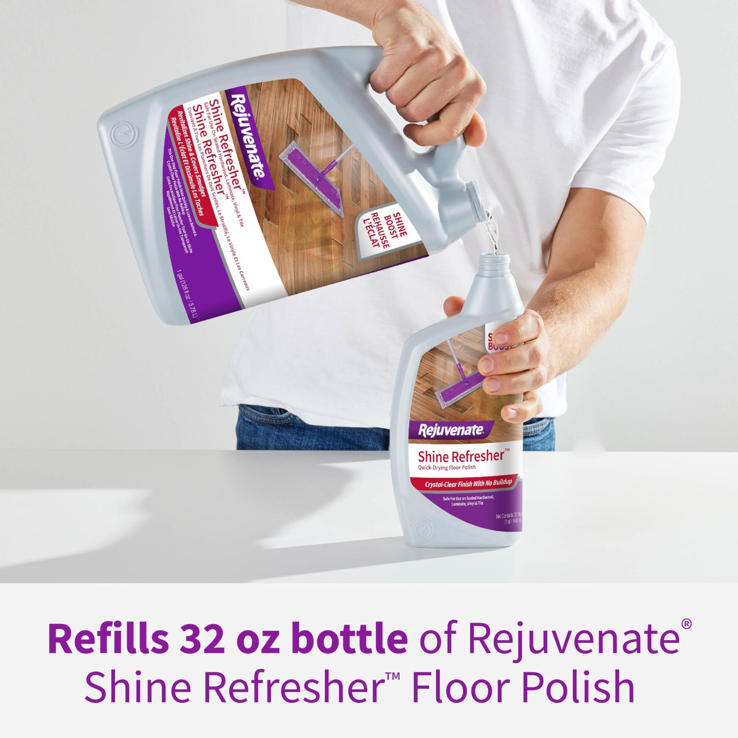 Rejuvenate Shine Refresher Floor Polish Covers Smudges, Protects And Boosts Shine On Sealed Hardwood, Laminate, Vinyl And Tile, 1 Gallon