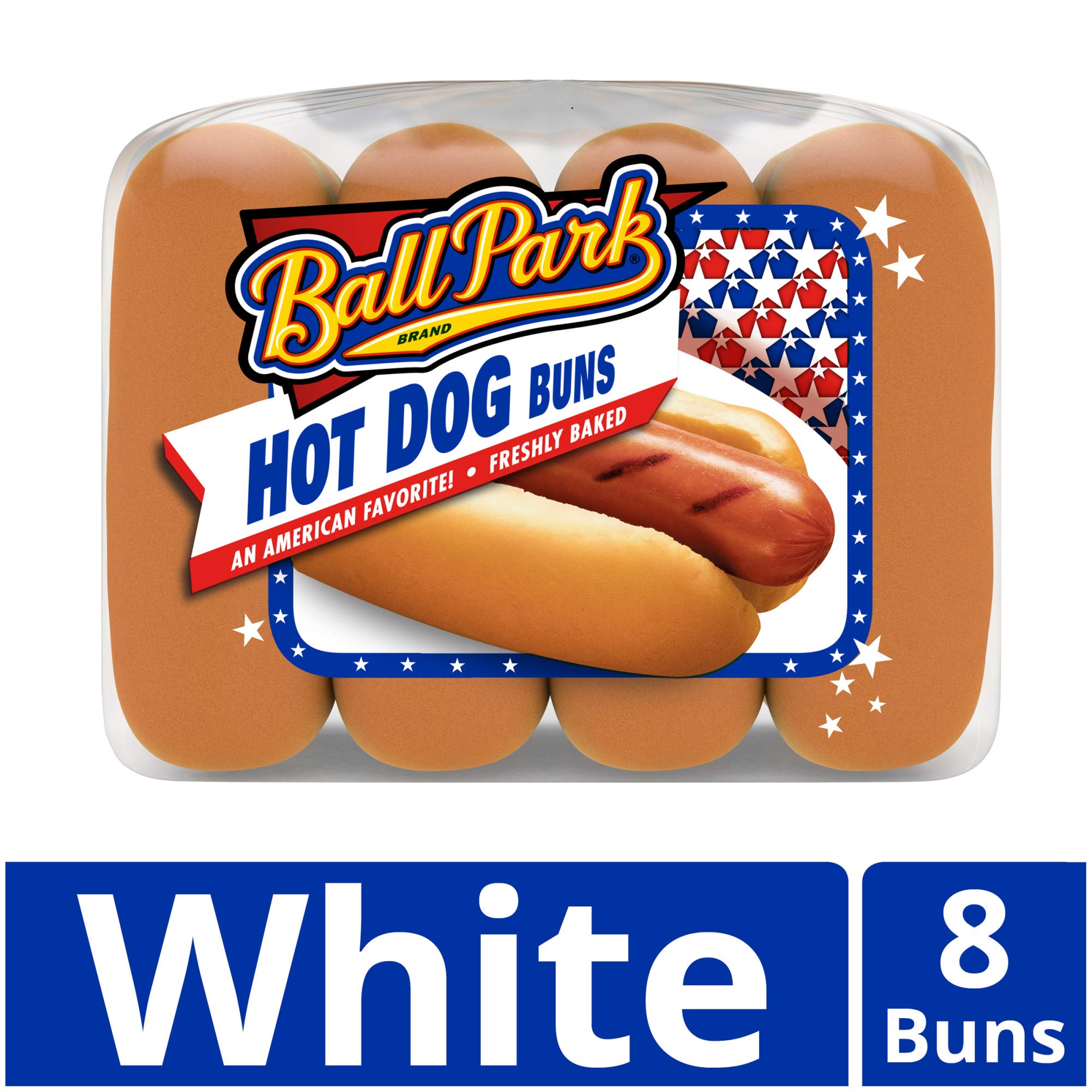 Ball Park White Hot Dog Buns, 8 count, (1.75 oz each), Kosher Hot Dog Buns, 14 oz Bag