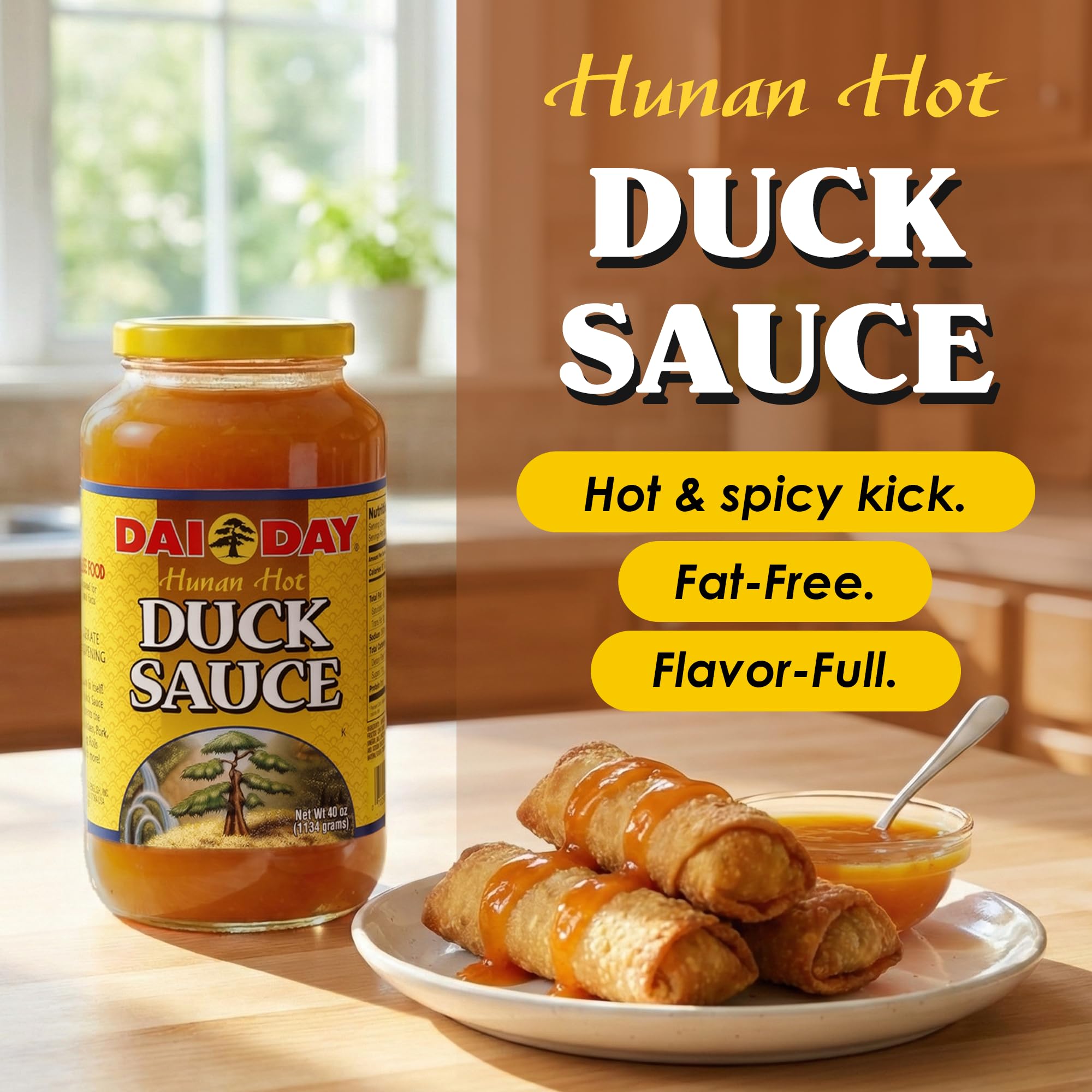 Dai Day Hunan Hot Duck Sauce, Spicy Asian Dipping & Glaze Sauce for Chicken, Pork, Ribs, Egg Rolls and Stir Fry, Fat Free, Bulk Size 40 oz