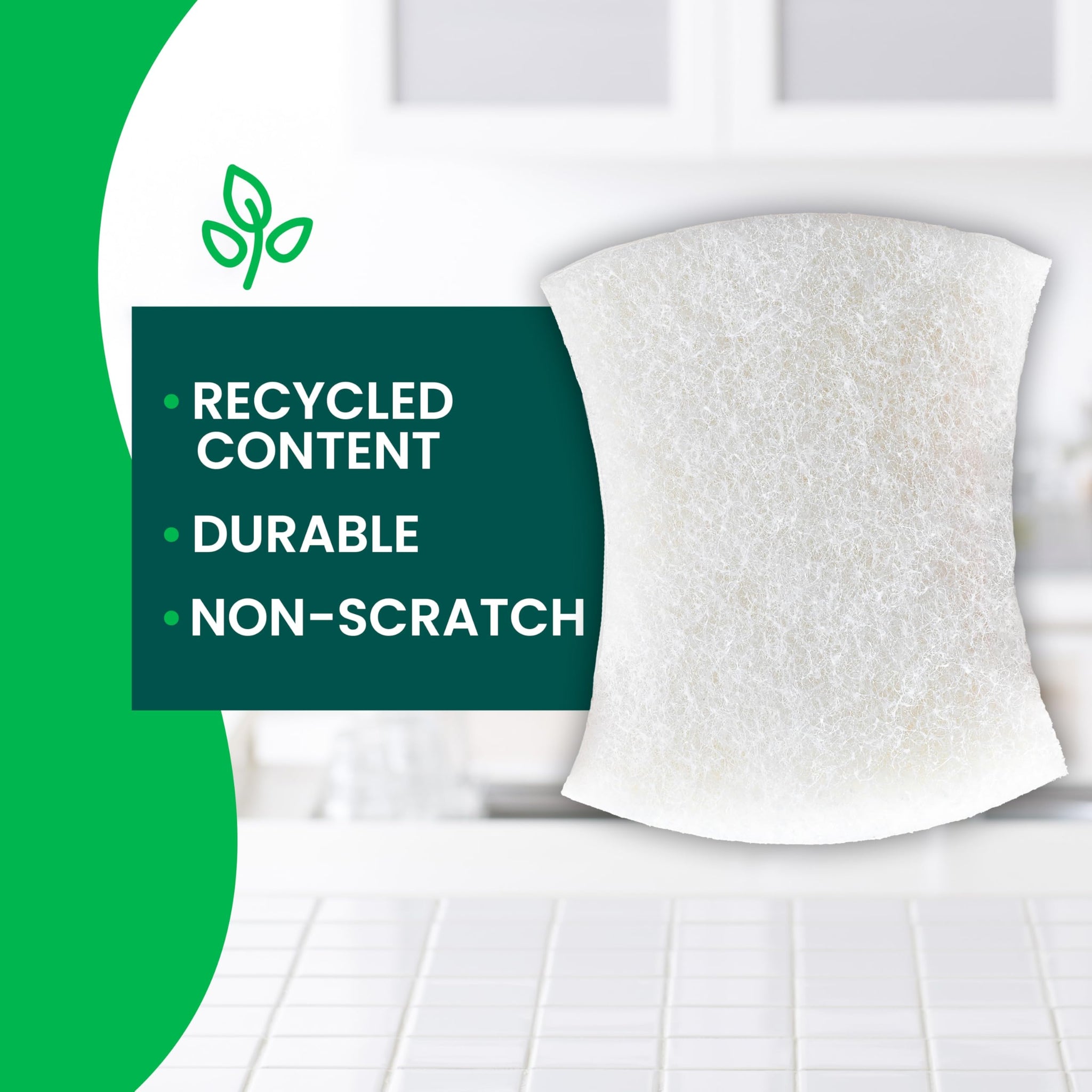 Scotch-Brite Greener Clean Non-Scratch Scrub Sponge, Sponge for Washing Dishes, Cleaning Kitchen, Superior Performance and Made with Sustainable