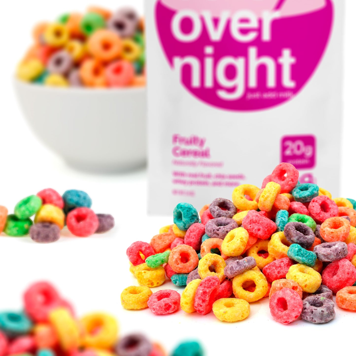 Oats Overnight Fruity Cereal - Overnight Oats with 20g Protein, High Fiber Breakfast Protein Shake - Gluten Free Oatmeal, Non GMO High Protein Oatmeal