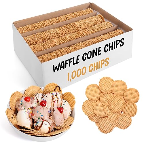 Waffle Cone Chips For Ice Cream Nachos - Round Waffle Chip - Round Wafer Cookies - Bulk Pack - 1,000 Chips