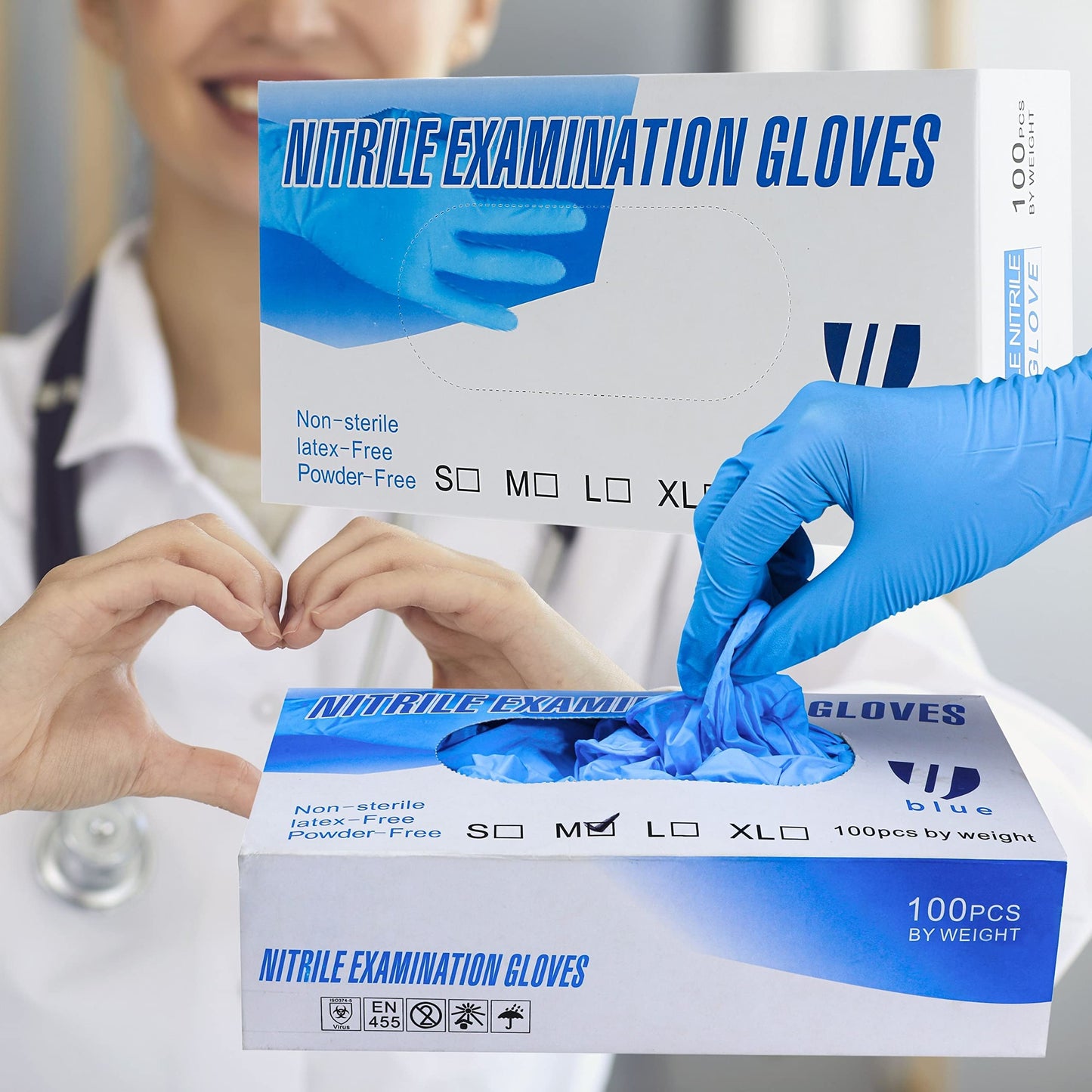 UBLUE 100 Nitrile Gloves, Disposable Gloves 4 MIL, Medical Examination, Non-Sterile, Powder Free, Latex Free Box of 100 Small, UW8284, Small 4mil