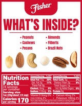 FISHER Snack Mixed Nuts with Peanuts, 24 oz Almonds, Cashews, Filberts, Pecans, Brazil Nuts,