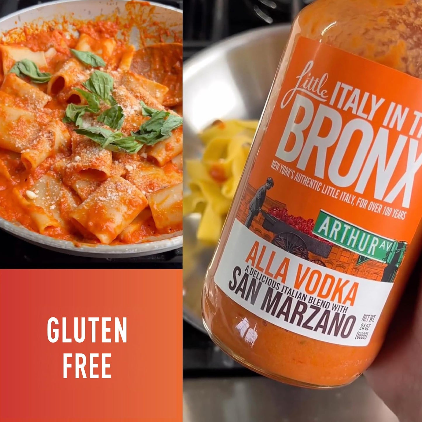 Little Italy Bronx Alla Vodka Sauce, No Sugar Added - 24 Oz (3-Pack)