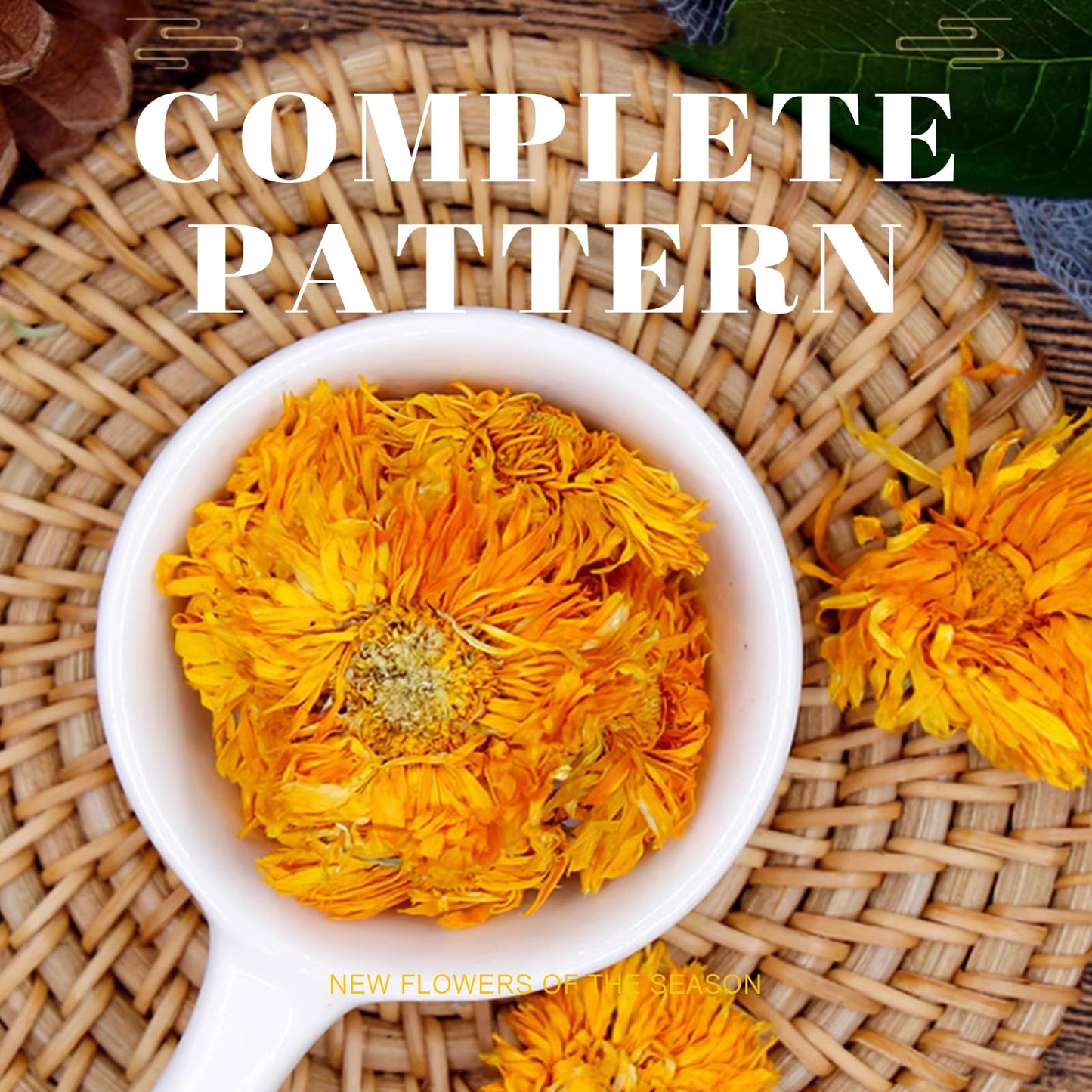 Calendula Tea - Dried Marigold Flowers Loose Leaf, Non-GMO, Caffeine-Free, Whole Edible Blossoms for Baking, DIY Crafts, or Gift - 5.29oz (150g)