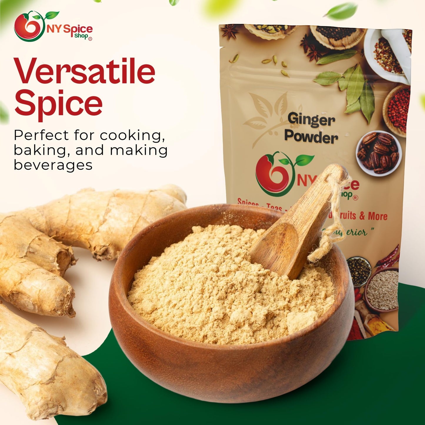 NY SPICE SHOP Ginger Powder - Ground Root - Great Flavor and Highly Aromatic Ground Root Powder - Perfect for Cooking, Baking Gingerbread, Smoothies