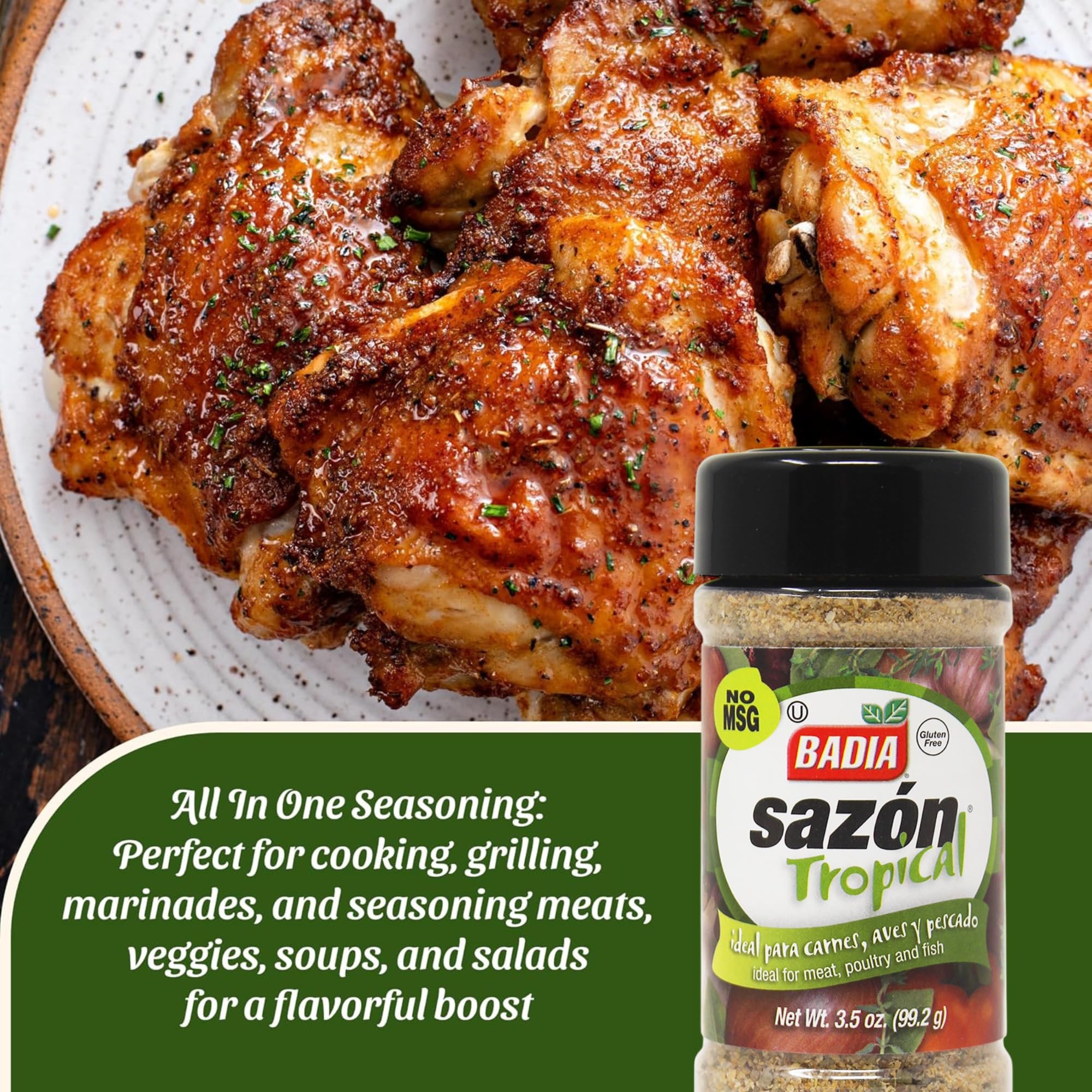 Badia Sazon Tropical, 3.5 oz - All Purpose Seasoning Blend for Flavorful Latin Dishes