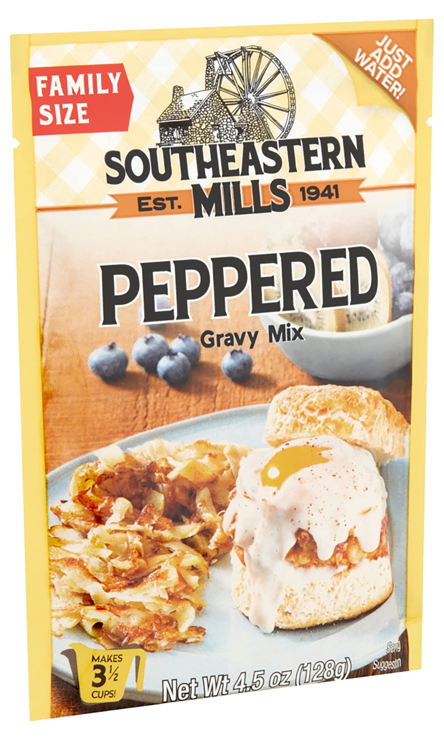 Southeastern Mills Gravy Mix Packet, Peppered Gravy Mix, Makes 3 ½ Cups of Gravy, Just Add Water, Family Size Packet, 4.5-Ounce Packet (Pack of 24