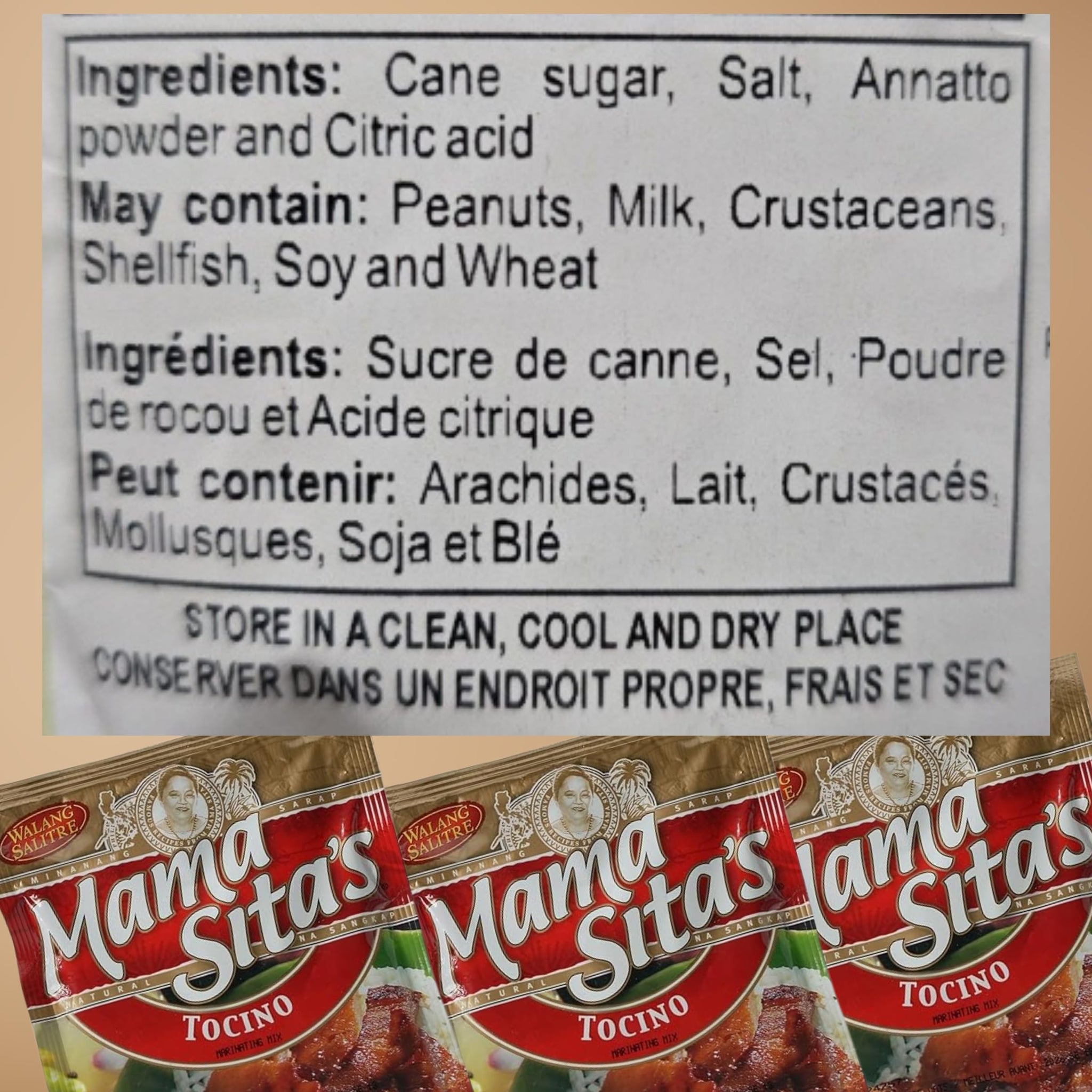 Mama Sita's - Marinating Mix - Tocino - 3 X 2.6 Oz. / 75 G - Product of the Philippines