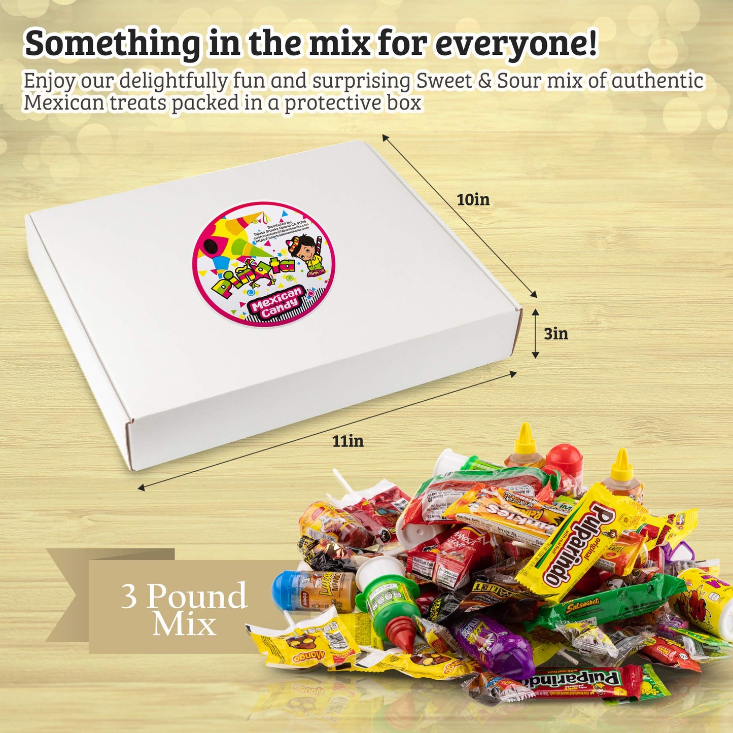 Pinata Mexican Candy Box - Sweet and Sour - 73 Pack - 3 Pounds - Authentic Mexican Candy Assortment - Dulces Mexicanos Variety Pack - Candies Mix