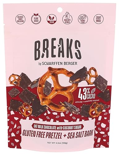 Scharffen Berger Pretzel & Sea Salt 43% Oat Milk Chocolate Bark, 4.5 OZ