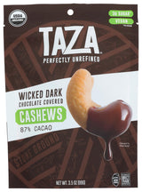 TAZA CHOCOLATES Organic Wicked Dark Chocolate Covered Cashews, 3.5 OZ