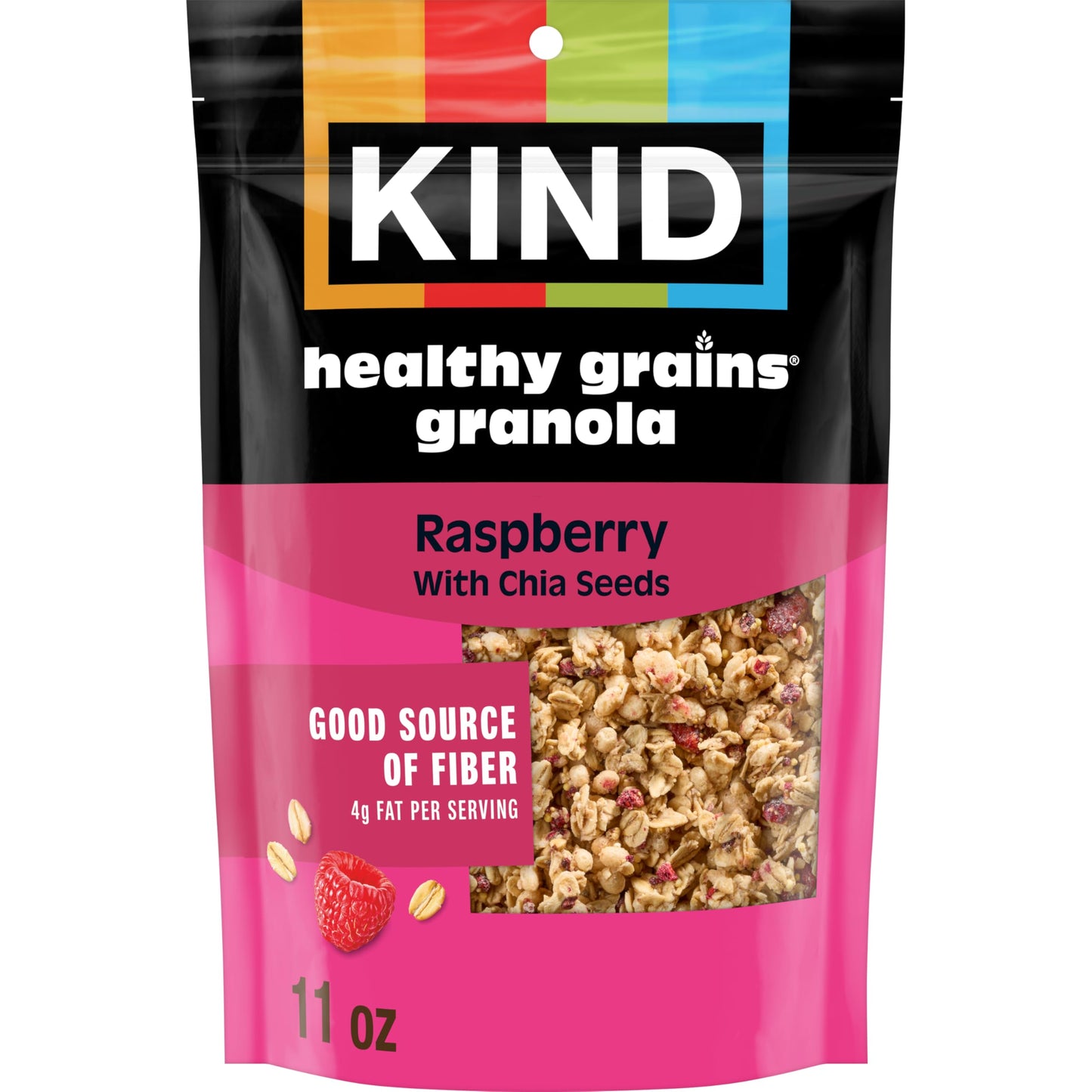 KIND Healthy Grains Clusters, Raspberry with Chia Seeds Granola, Gluten Free, 11 Ounce Bag