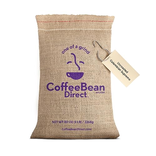 Coffee Bean Direct Unroasted Colombian Supremo, Raw Arabica Coffee Beans for Home Roasting, 5 Pound (Pack of 1)