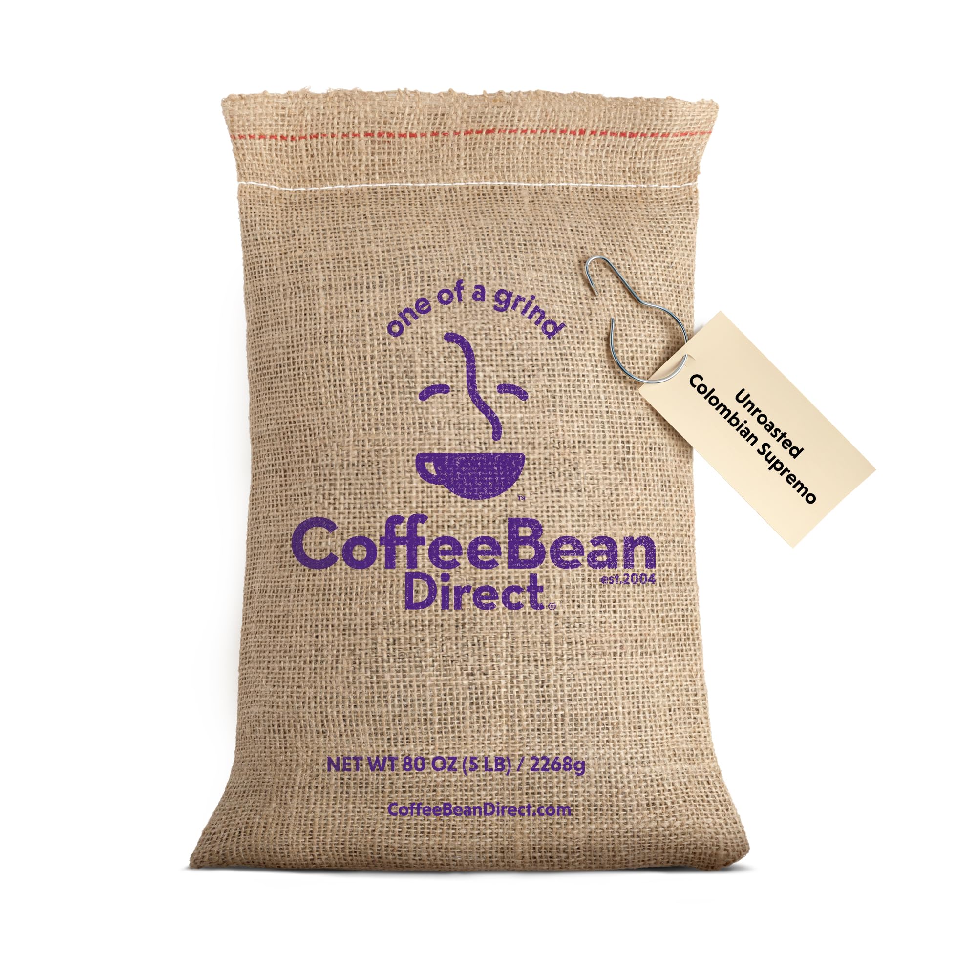 Coffee Bean Direct Unroasted Colombian Supremo, Raw Arabica Coffee Beans for Home Roasting, 5 Pound (Pack of 1)
