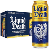 Liquid Death Iced Tea - Dead Billionaire (Black Tea/Lemonade), Less Sugar*, Boost of Caffeine, B Vitamins, No Artificial Sweeteners, King Size 19.2 Fl