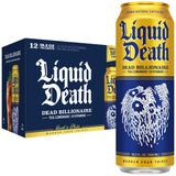 Liquid Death Iced Tea - Dead Billionaire (Black Tea/Lemonade), Less Sugar*, Boost of Caffeine, B Vitamins, No Artificial Sweeteners, King Size 19.2 Fl