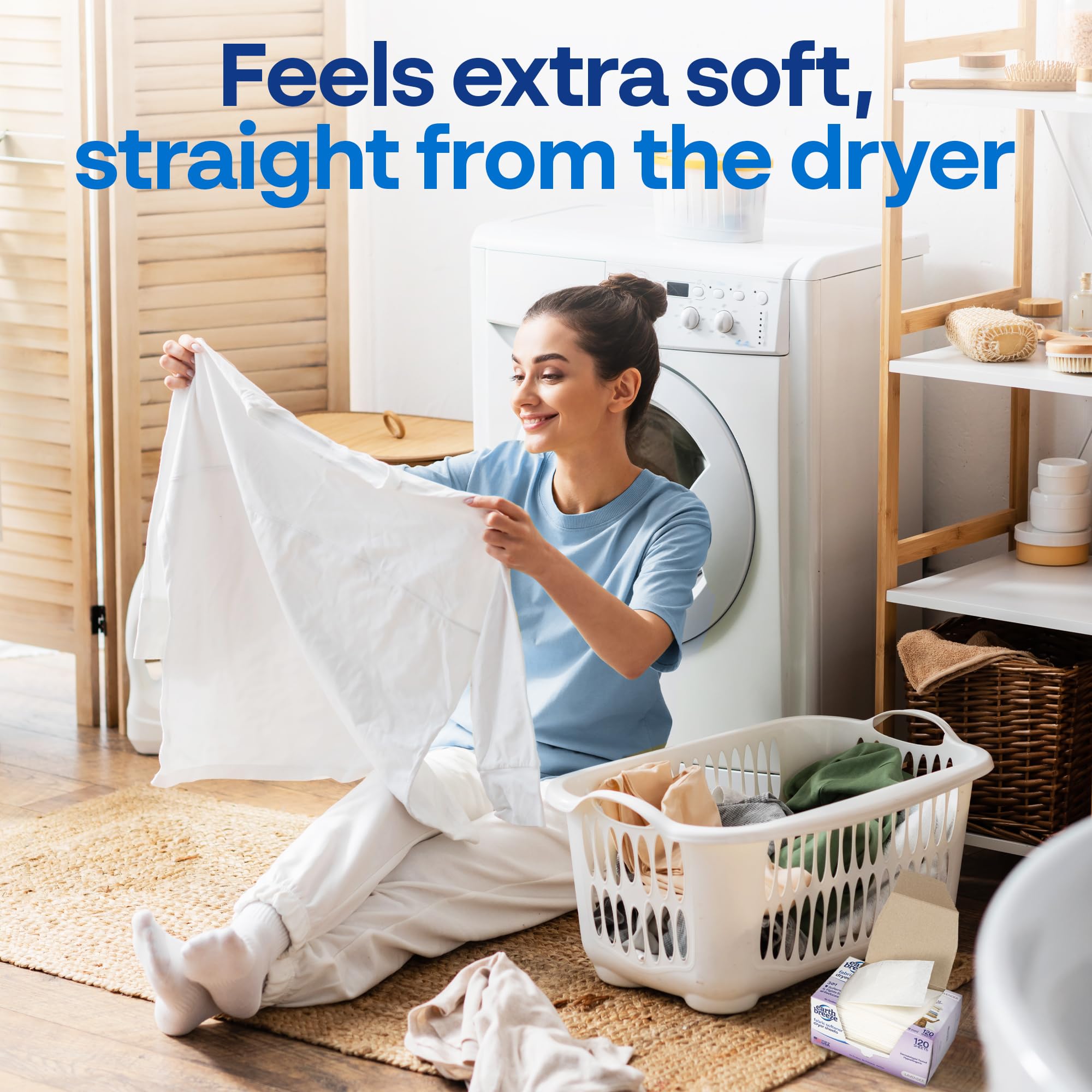 Earth Breeze Fabric Softener Dryer Sheets - Lavender, Hypoallergenic, No Harsh Chemicals, Safe Ingredients - Soft Clothes - Static Cling & Wrinkle