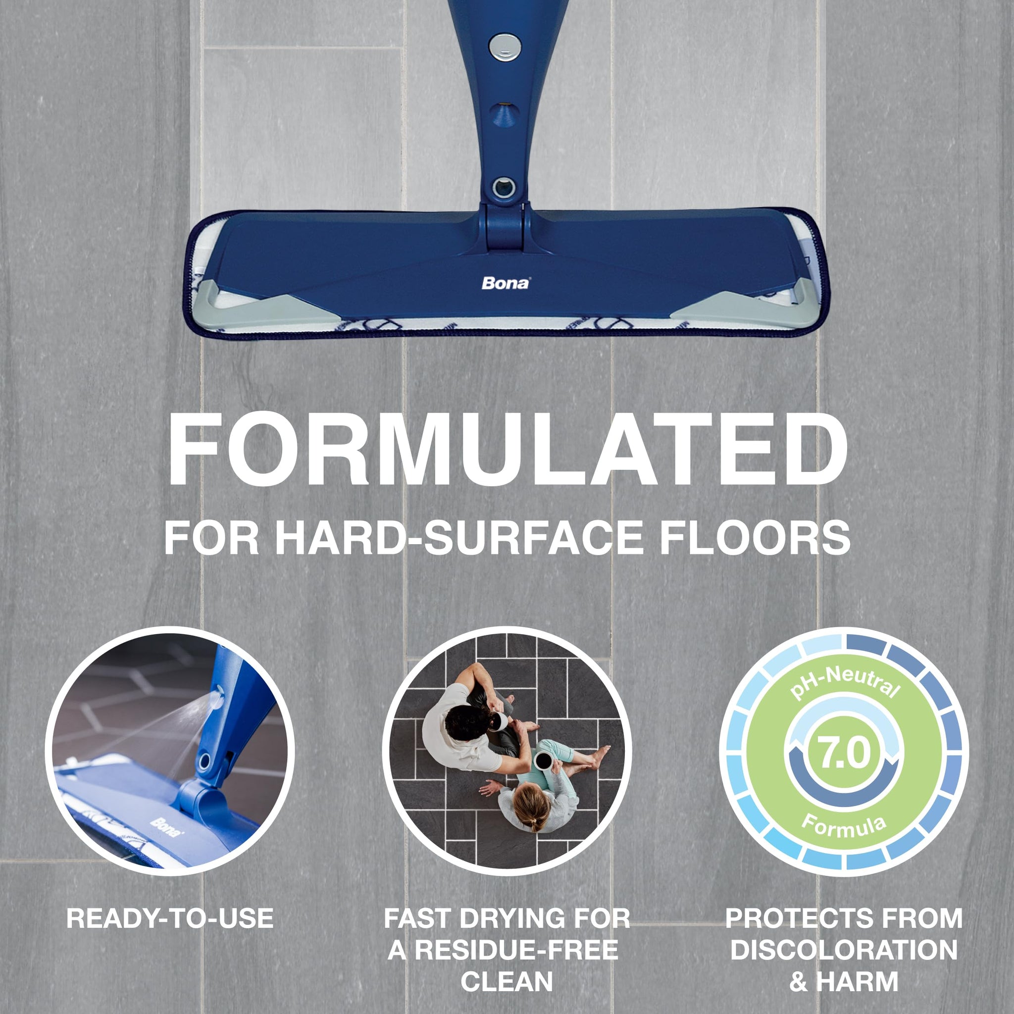 Bona Multi-Surface Floor Cleaner Refill - 128 fl oz - Lemon Mint - Residue-Free Floor Cleaning Solution refill for Spray Mop and Spray Bottles