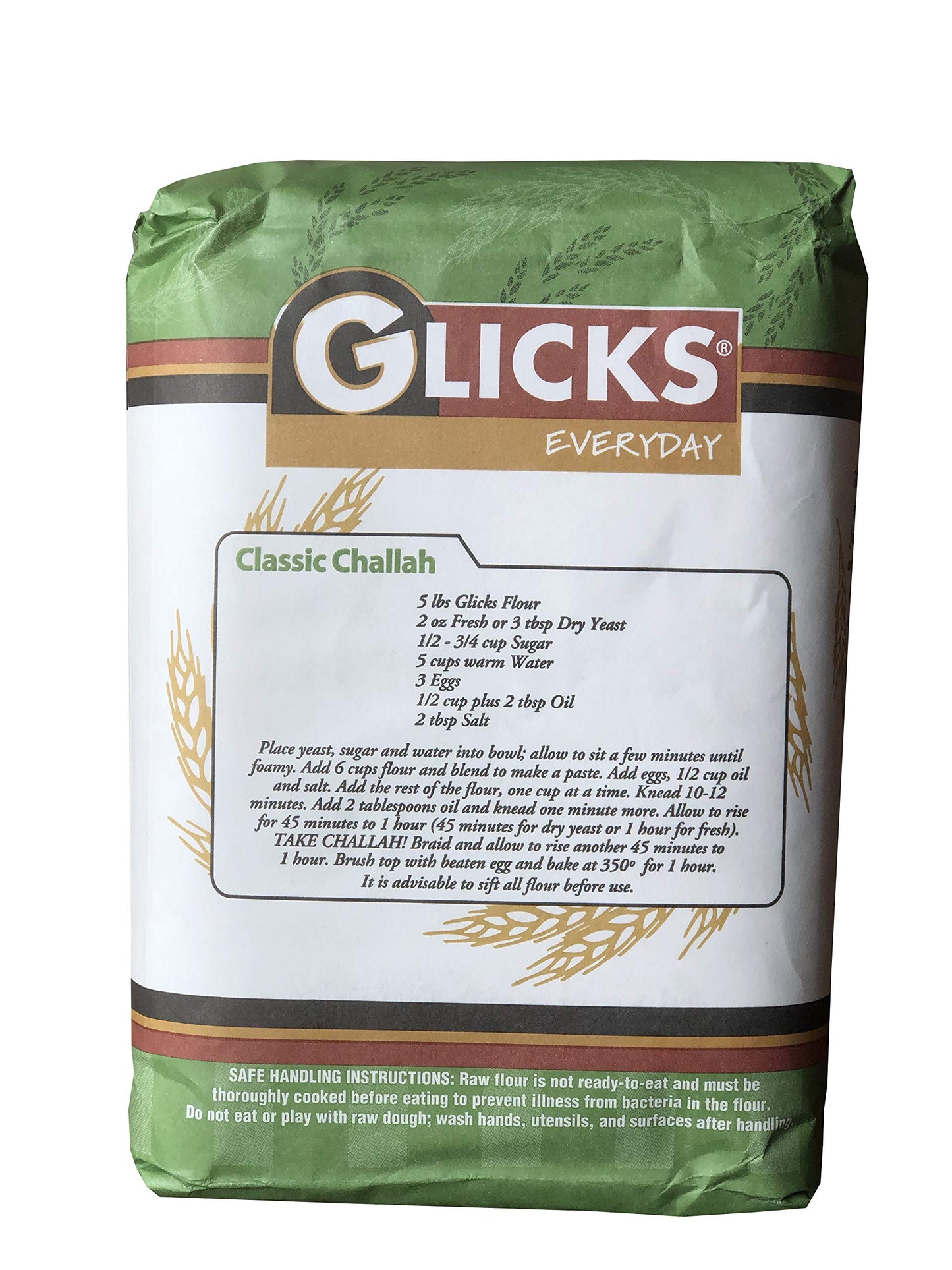 Glicks Unbleached High Gluten Flour, (5 Pounds) Enriched, Presifted, Kosher, No Preservatives