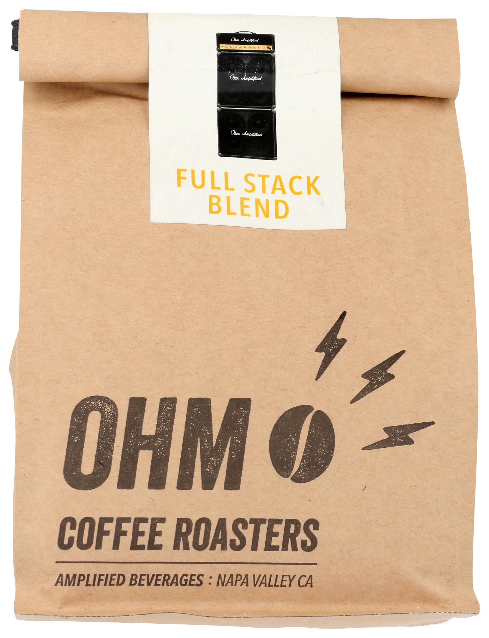 Ohm Coffee Roasters Full Stack Blend, Medium-Full Roast, Whole Bean Coffee, 12oz bag
