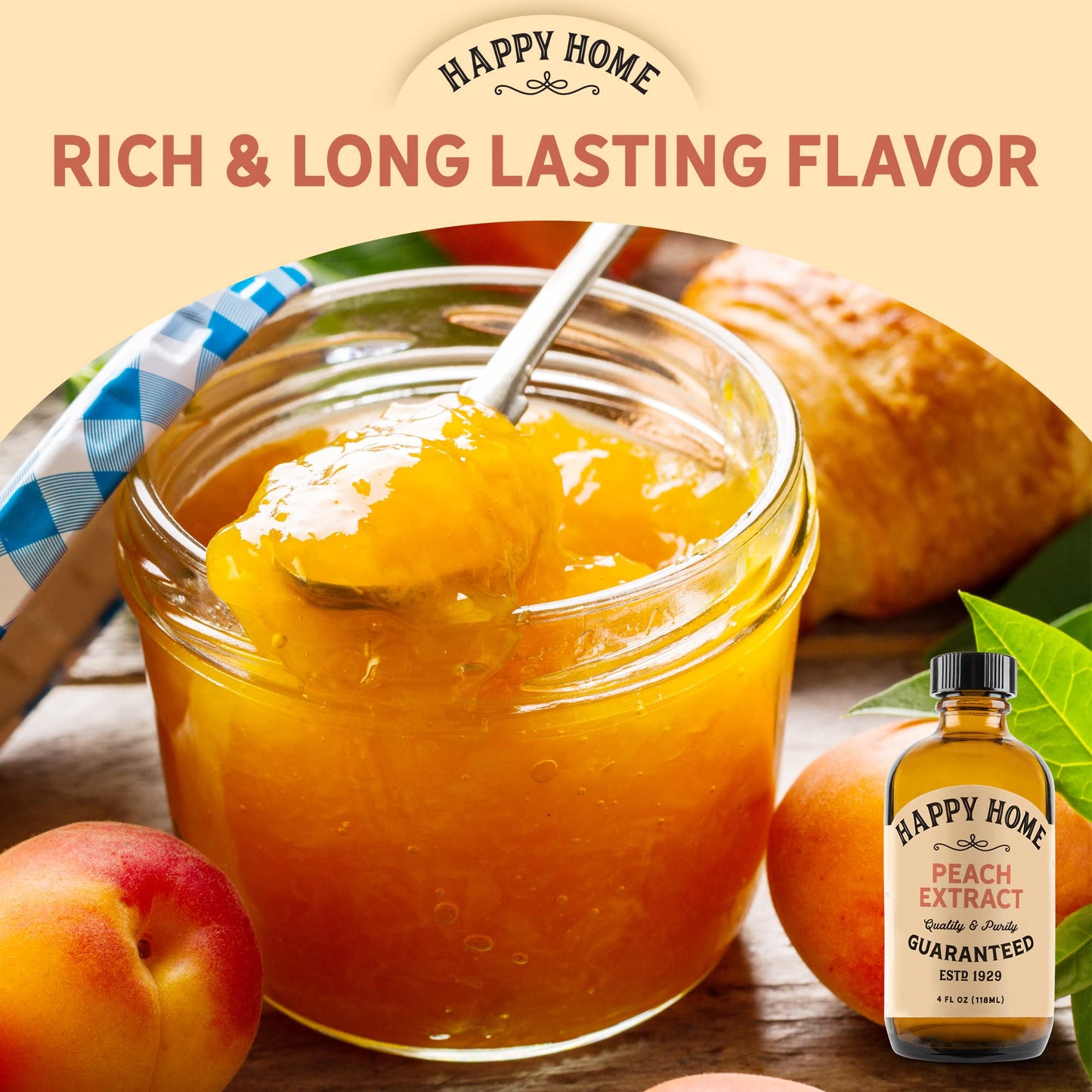 Happy Home Premium Natural Peach Flavor - Certified Kosher, 4 oz.