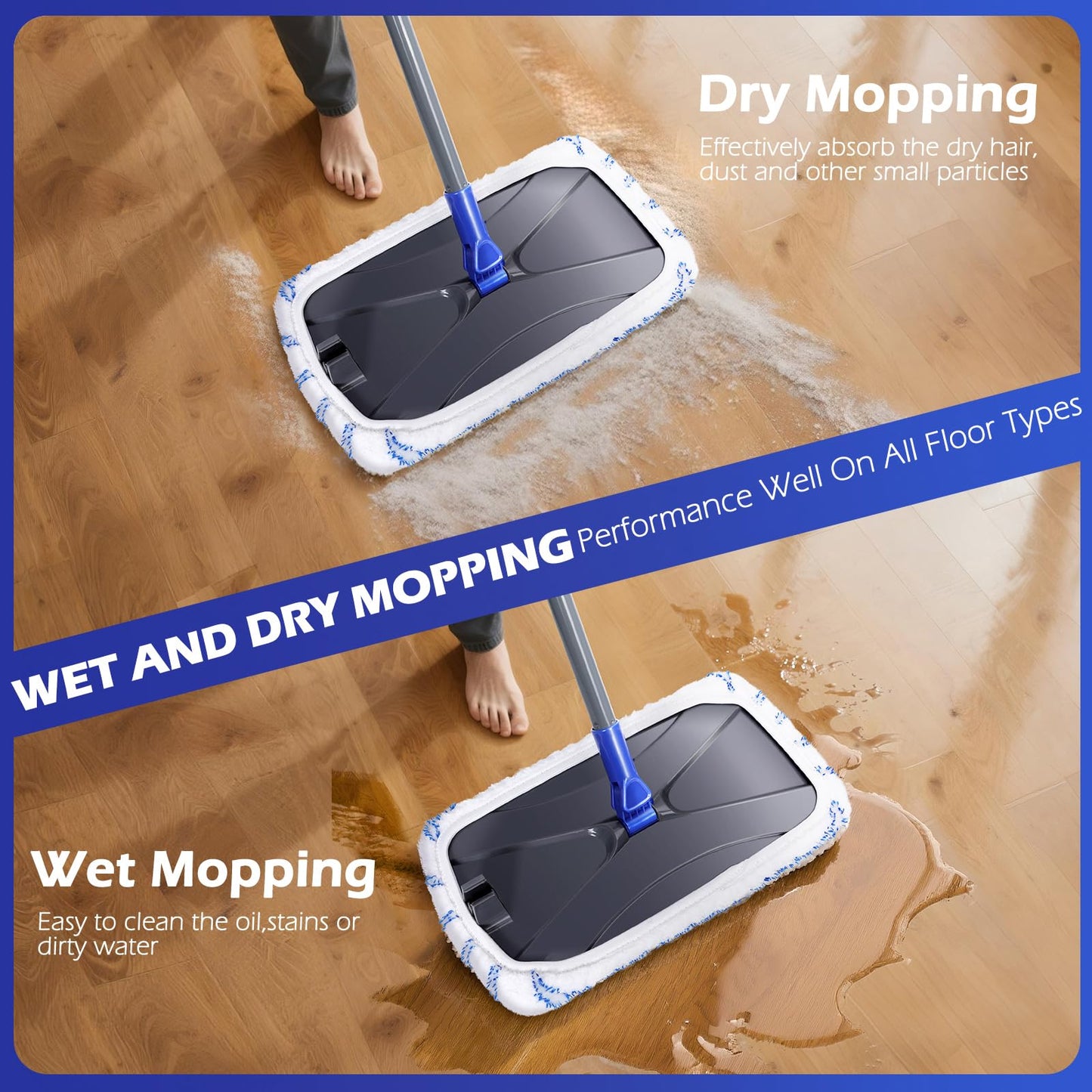 Masthome Microfiber Mop,Large Surface Flat Mop with 5 Reusable Pads,Hardwood Floor Mops for Dry and Wet Use,Microfiber Mops for Floor Cleaning-1