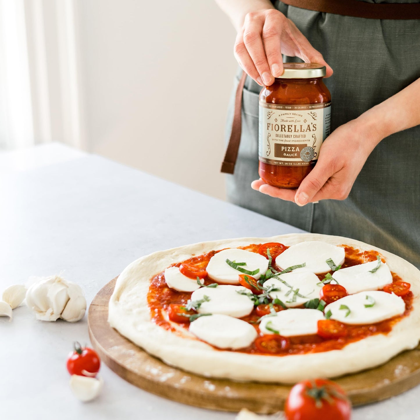 Fiorella's Premium Pizza Sauce Made with Fresh Ingredients - Seed Oil Free, No Sugar Added, Vegan, Gluten Free, No Preservatives Added, Pizza Sauce
