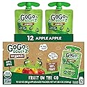 GoGo squeeZ No Sugar Added Organic Applesauce and Fruit Puree, Apple Apple, 3.2 oz Pouches (Pack of 12), Fruit Snacks for Kids, Gluten Free, Nut Free