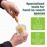 Tieralia Bamboo Dish Brush Set 5 Piece - Eco Friendly Kitchen Cleaning Kit with Bottle Brush, Long Dish Brush, Palm Scrubber & 2 Plant-Based Sponges |