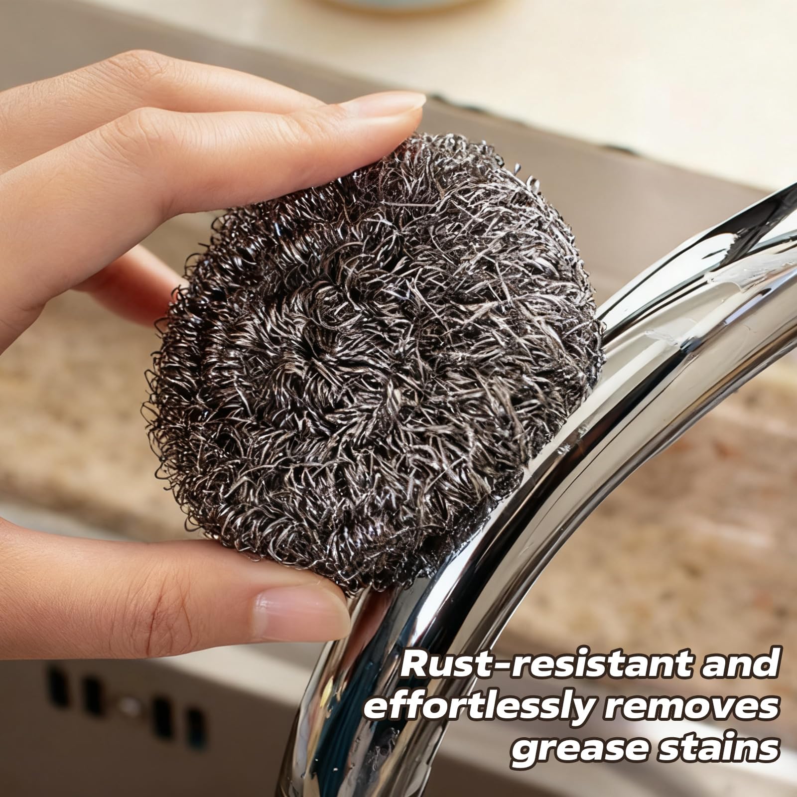 10 Packs Stainless Steel Sponge Scrubber Set, Metal Scouring Pad Stainless Steel Wire Washing Balls for Cookware Cleaning