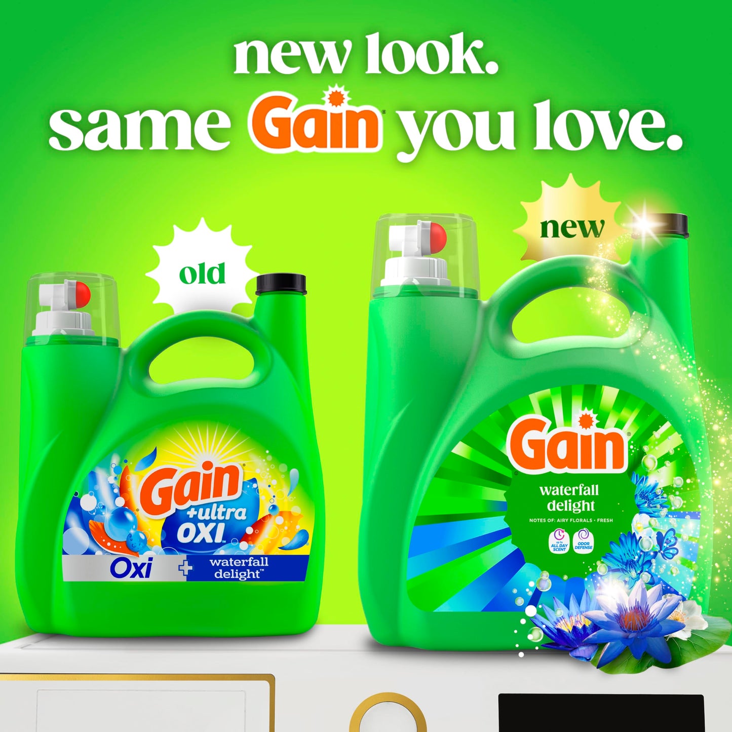 Gain Liquid Laundry Detergent with Odor Defense, Waterfall Delight Scent, Laundry Soap For HE Washing Machines, 177 fl oz, 134 Loads (Packaging May